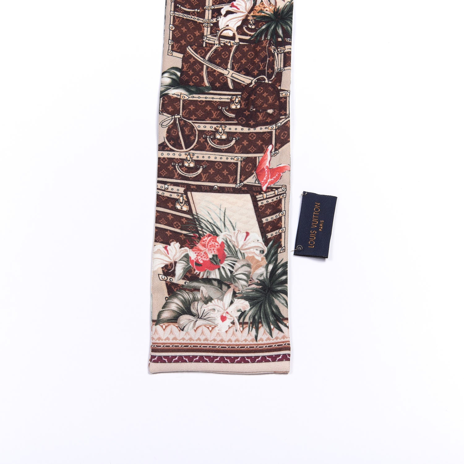 Louis Vuitton Silk Voyage Extraordinaire Bandeau Scarf Beige 3 of 3