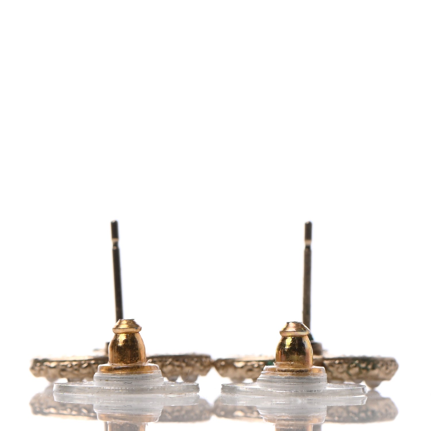 Chanel Pearl Crystal CC Earrings Light Gold 3 of 4