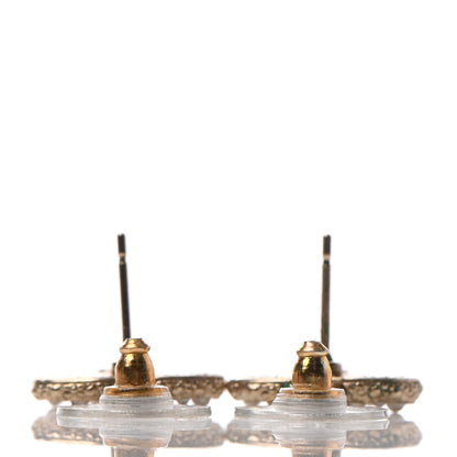 Chanel Pearl Crystal CC Earrings Light Gold 3 of 4