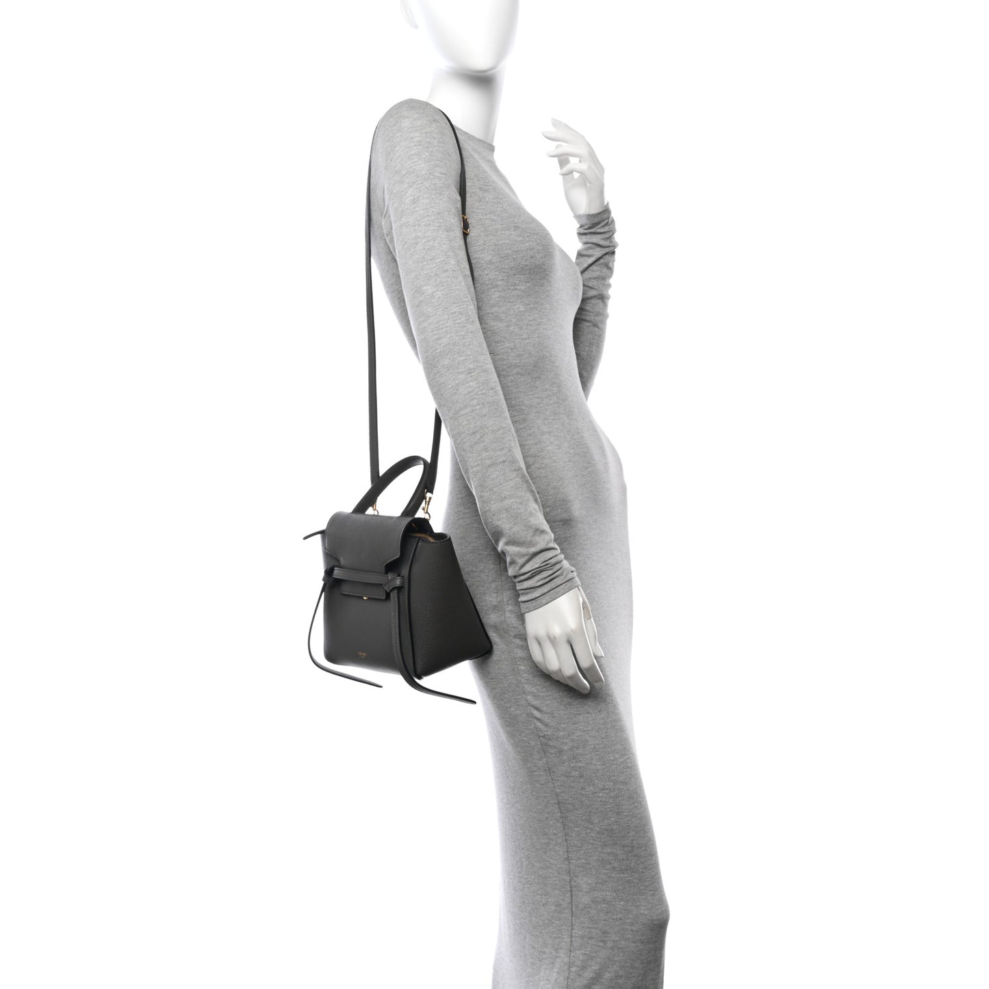 Grained Calfskin Nano Belt Bag Grey