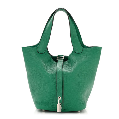 Hermes Taurillon Maurice Picotin Lock 18 PM Vert Jade 1 of 11