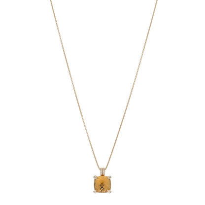David Yurman 18K Yellow Gold Diamond Citrine 11mm Chatelaine Pendant Necklace 1 of 4