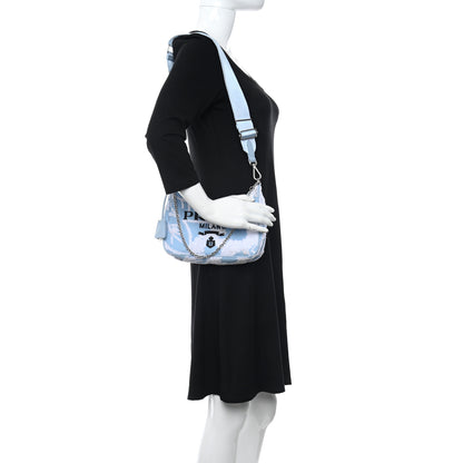 Prada Nylon Drill Logo Embroidered Re-Edition 2005 Shoulder Bag Celeste White 2 of 10