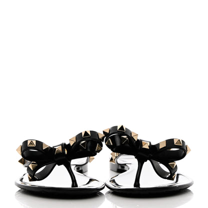 Valentino Garavani PVC Jelly Rockstud Bow Thong Sandals 37 Black 2 of 9