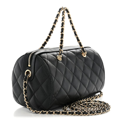 Chanel Caviar Quilted Barrel Clutch With Chain Black 3 of 11