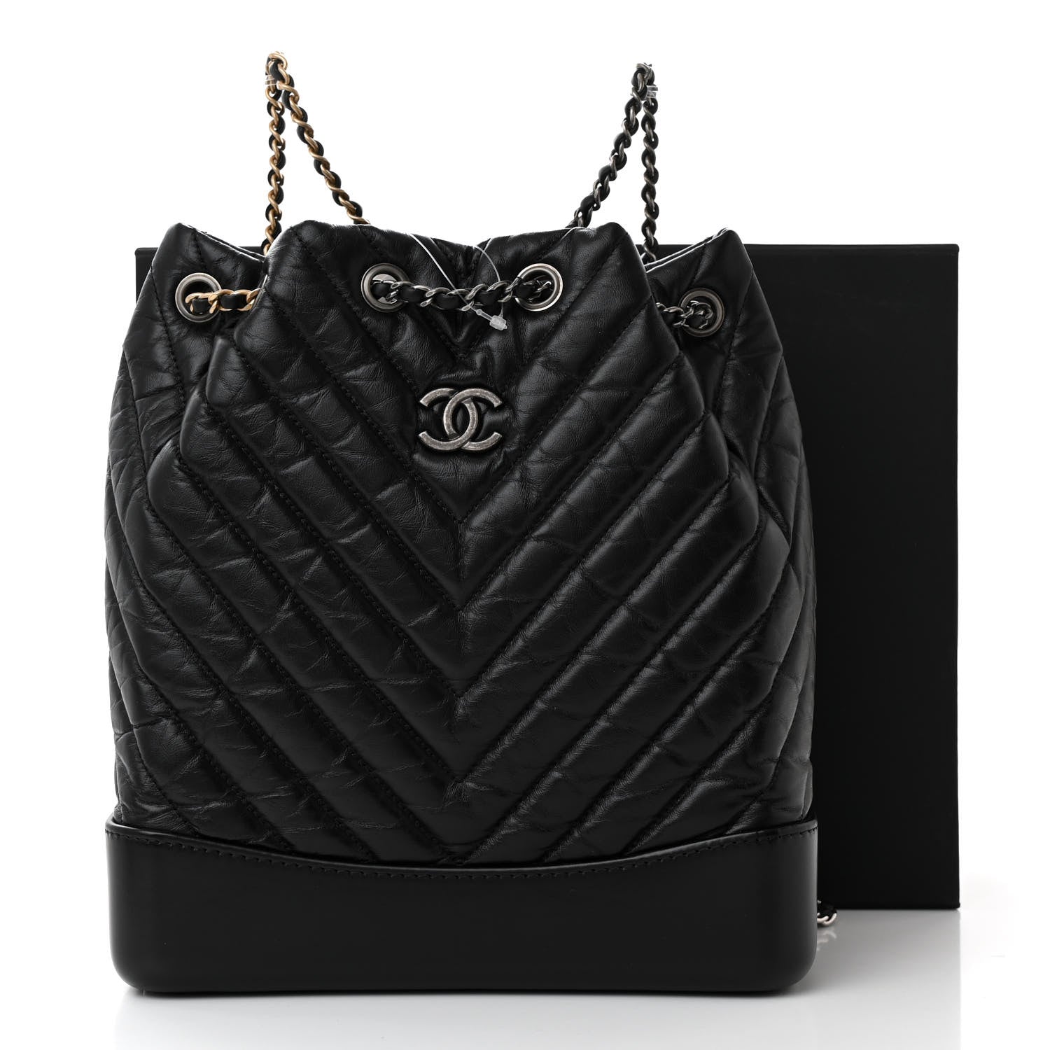 Chanel Aged Calfskin Chevron Quilted Small Gabrielle Backpack Black 11 of 11