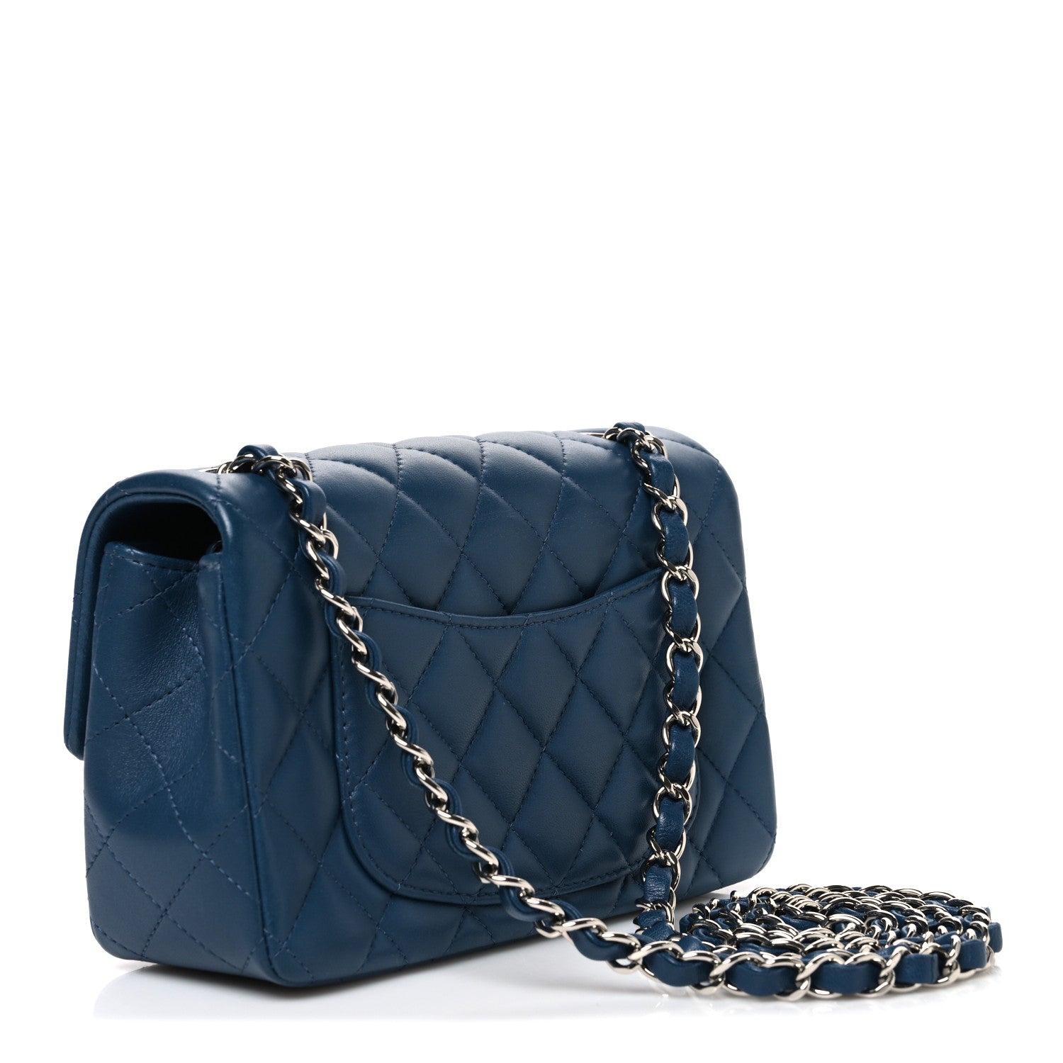 Chanel Lambskin Quilted Mini Rectangular Flap Dark Blue 3 of 11