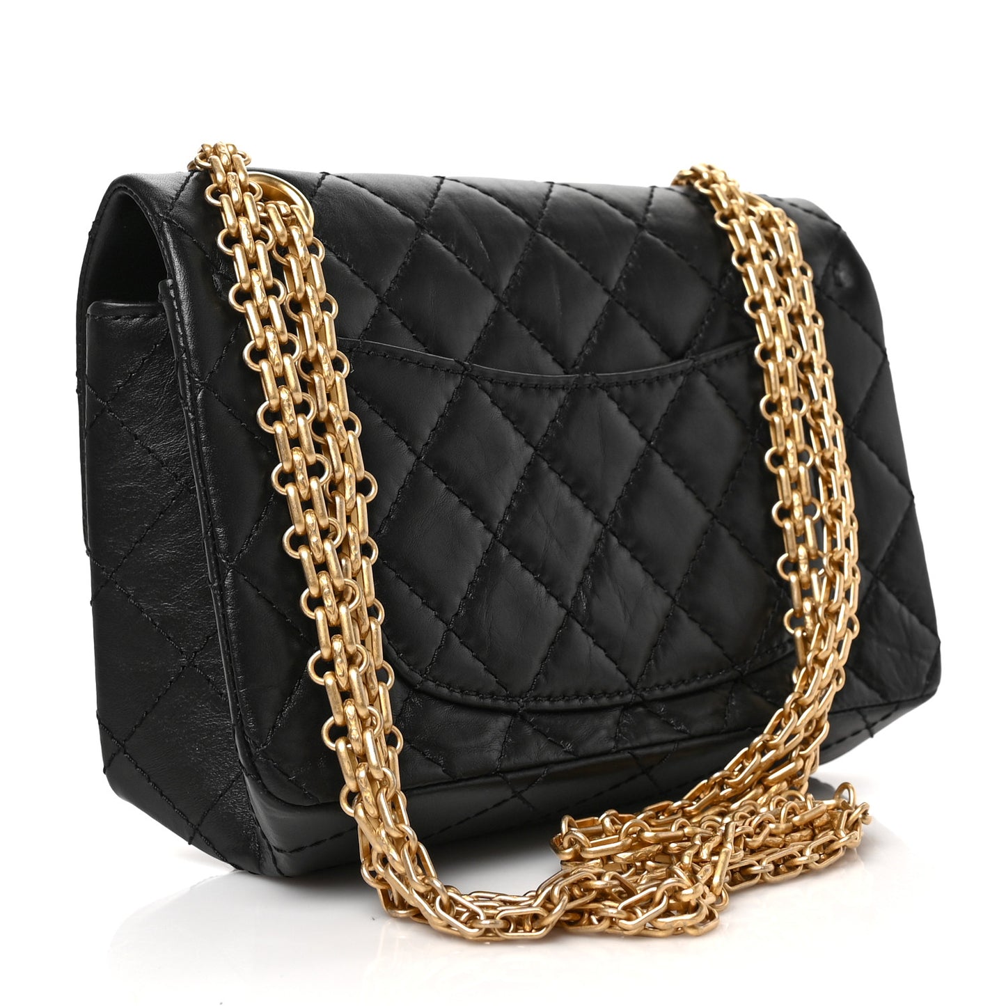 Aged Calfskin Quilted 2.55 Reissue Mini Flap Black
