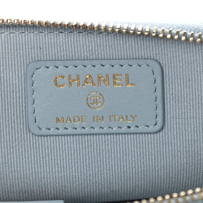 Chanel Aged Calfskin Quilted Chanel Reissue Zip Card Holder Wallet Light Blue 6 of 8
