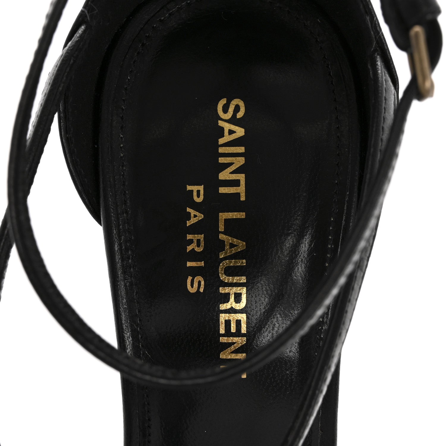Saint Laurent Calfskin Cassandra 100 Ankle Strap Sandals 37 Black 7 of 10