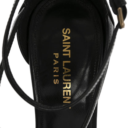 Saint Laurent Calfskin Cassandra 100 Ankle Strap Sandals 37 Black 7 of 10