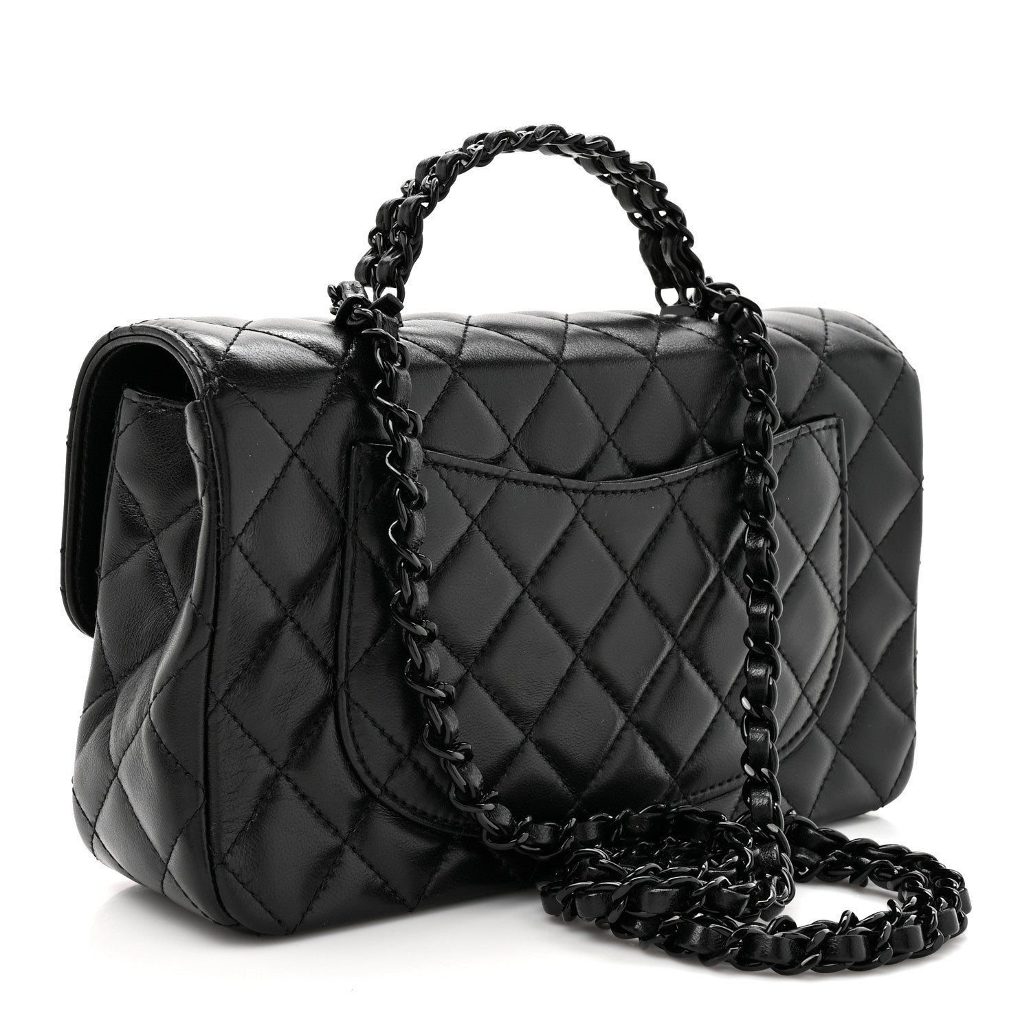Chanel Lambskin Quilted Small Single Flap Top Handle Bag So Black 3 of 10