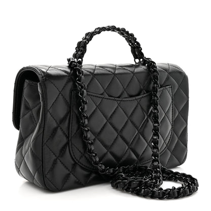 Chanel Lambskin Quilted Small Single Flap Top Handle Bag So Black 3 of 10
