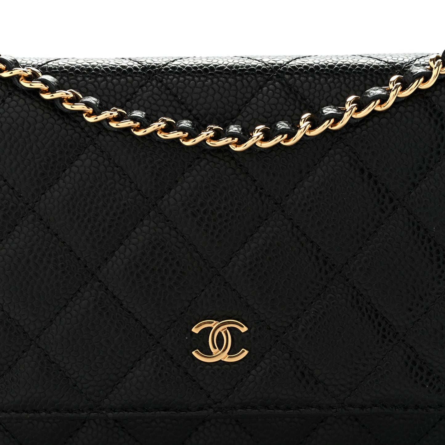 Caviar Quilted Wallet on Chain WOC Black