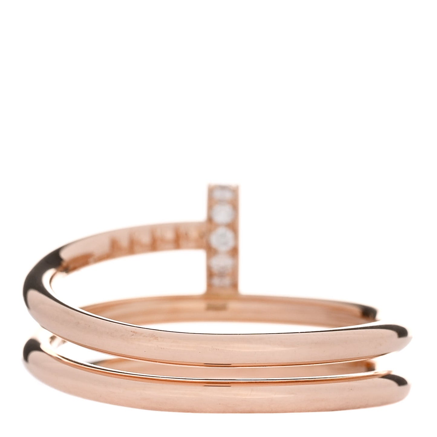 18K Pink Gold Diamond Double Juste Un Clou Ring 51 5.75