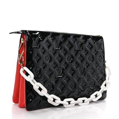 Louis Vuitton Patent Embossed Monogram Lambskin Coussin MM Black Red 3 of 9
