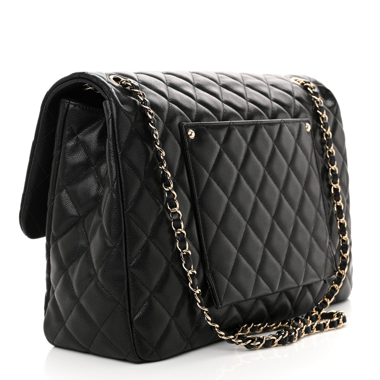 Caviar Quilted XXL Travel Flap Bag Black