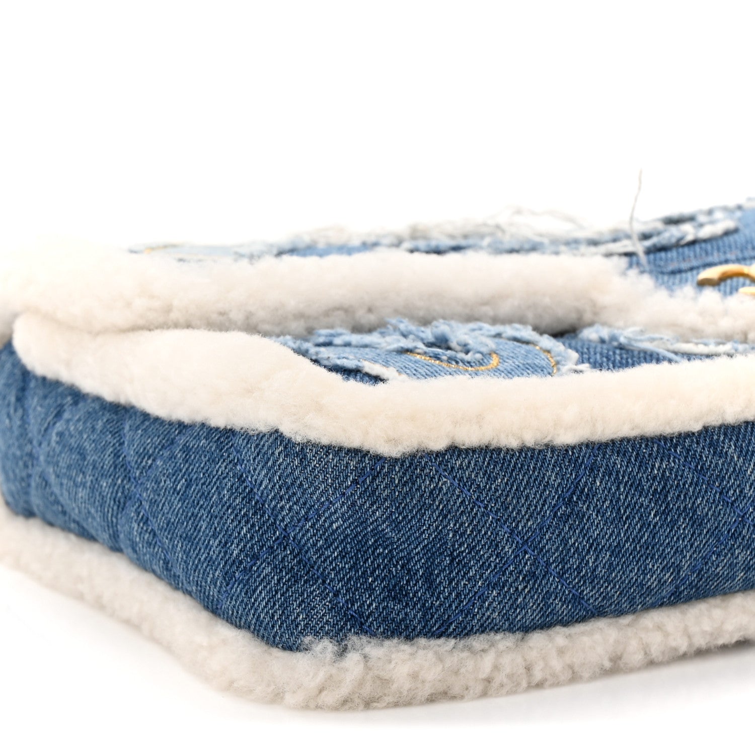 Chanel Denim Shearling Hieroglyph Flap Blue 9 of 11