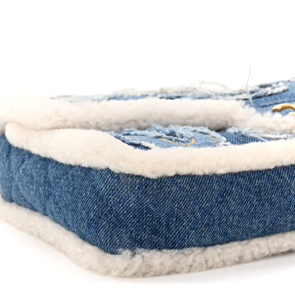 Chanel Denim Shearling Hieroglyph Flap Blue 9 of 11