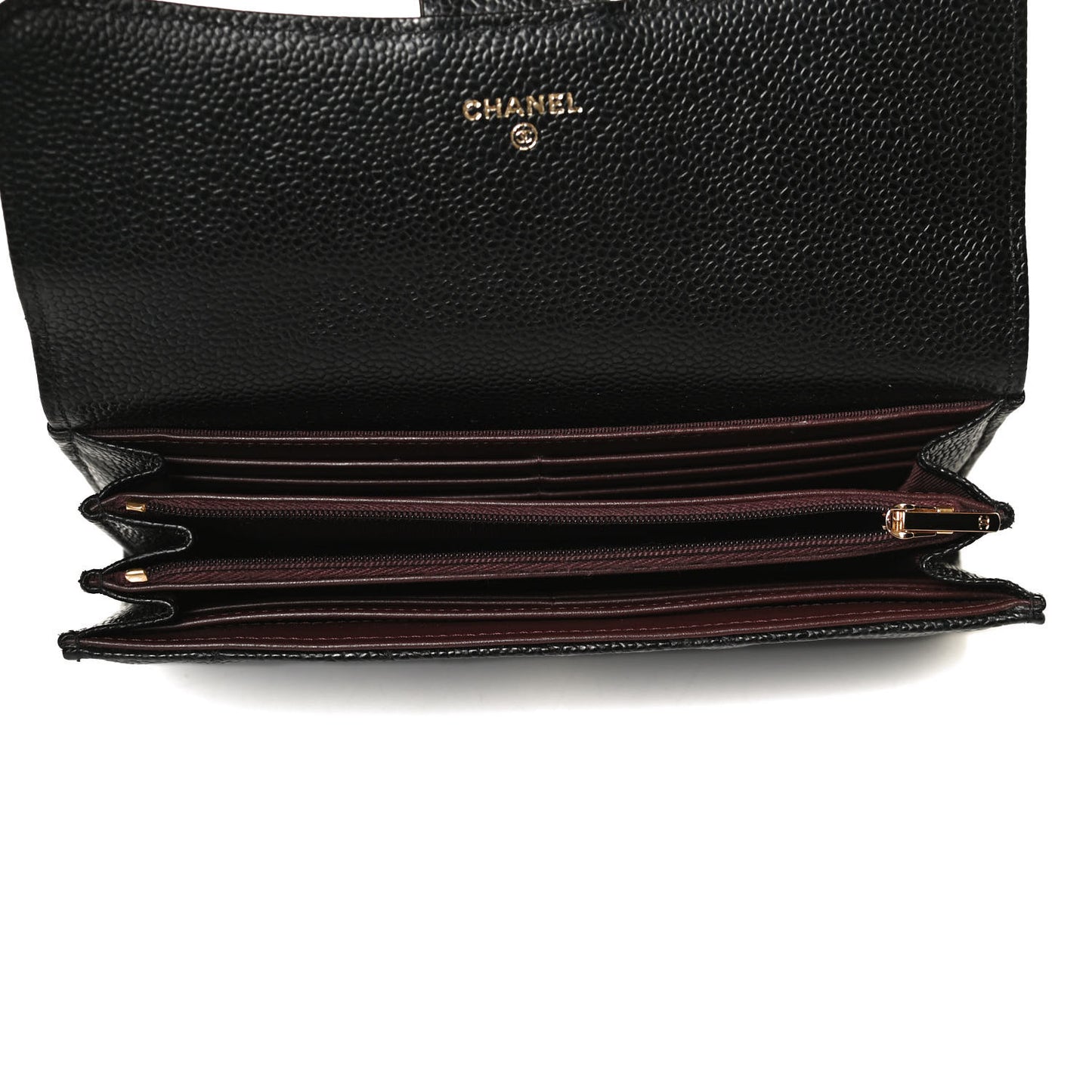 Caviar Quilted Large Gusset Flap Wallet Black