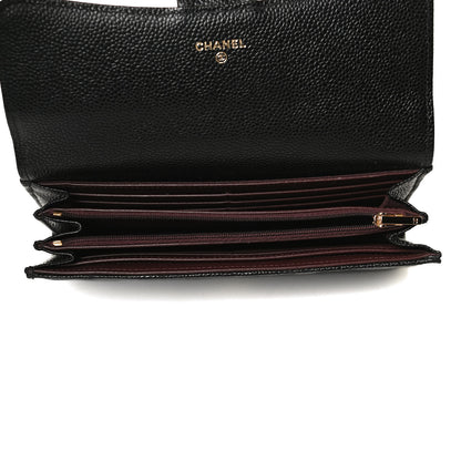 Chanel Caviar Quilted Large Gusset Flap Wallet Black 9 of 22