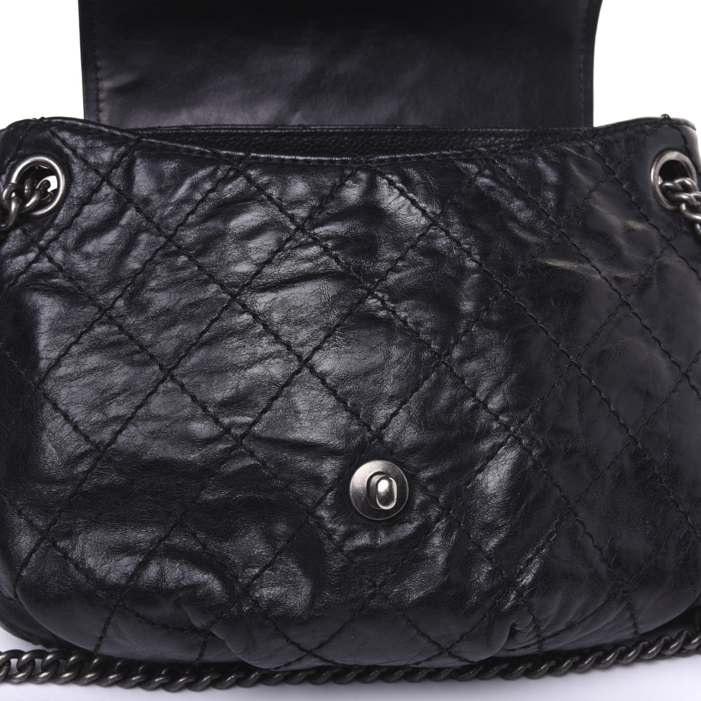 Caviar Aged Calfskin Medium Bubble Graphic Messenger Bag Black