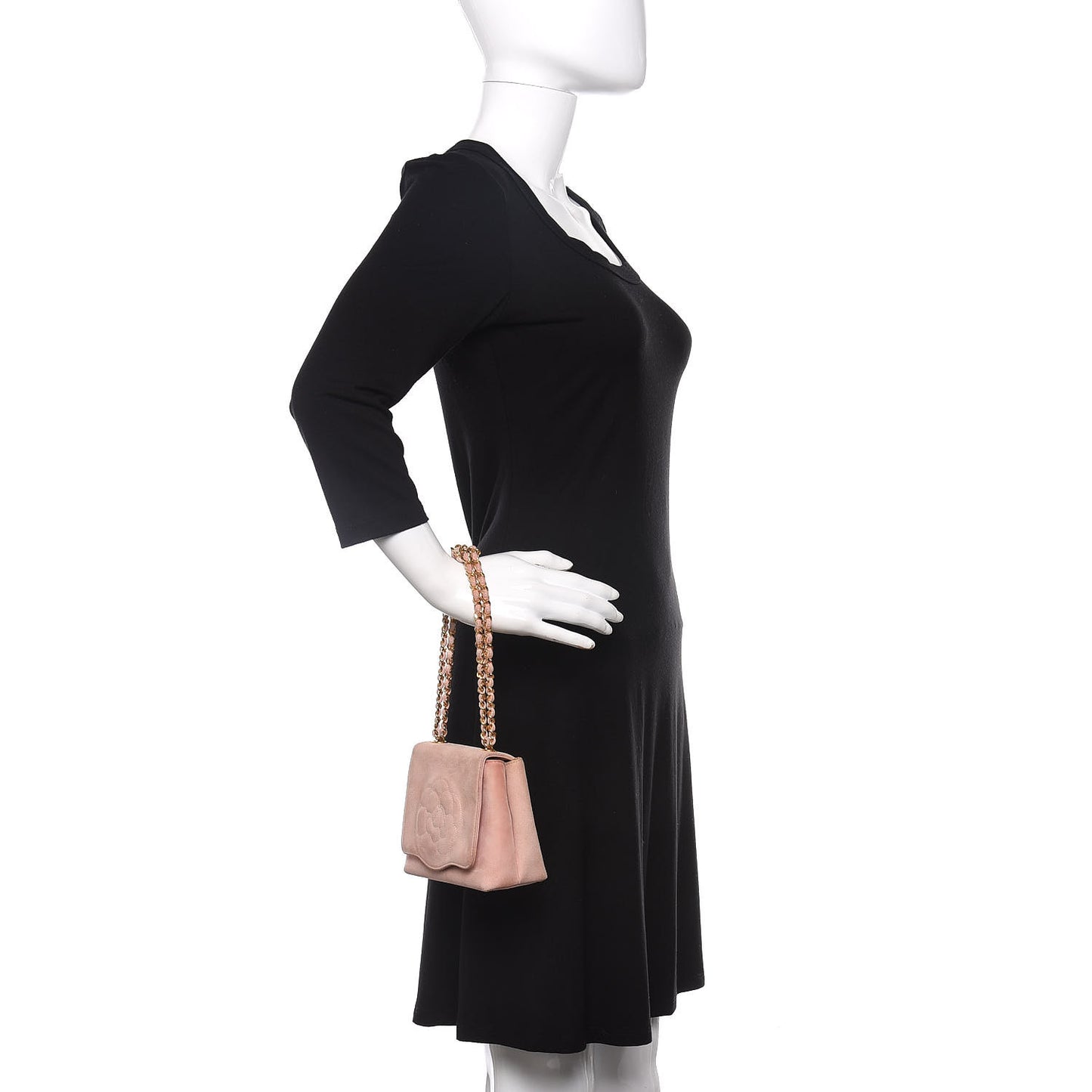 Suede Camellia Mini Flap Pink