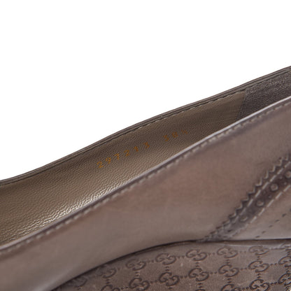 Gucci Saddle Soft Lux Tamponato MIcroguccissima Peep Toe Wedges 38.5 New Fango 13 of 19