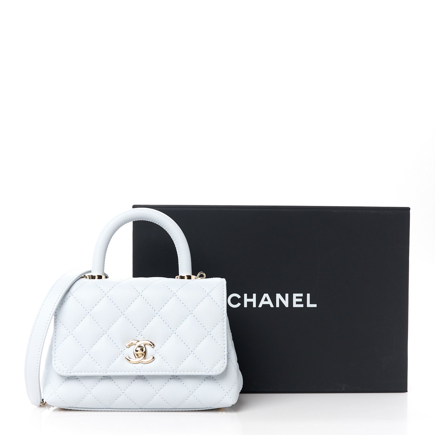 Chanel Caviar Quilted Extra Mini Coco Handle Flap Light Blue 12 of 12