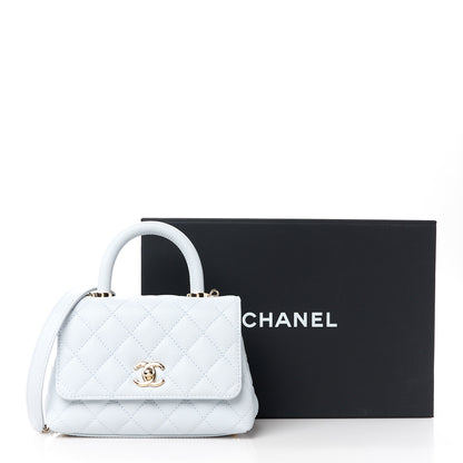 Chanel Caviar Quilted Extra Mini Coco Handle Flap Light Blue 12 of 12