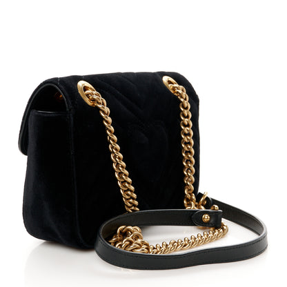 Gucci Velvet Matelasse Mini GG Marmont Shoulder Bag Black 3 of 11