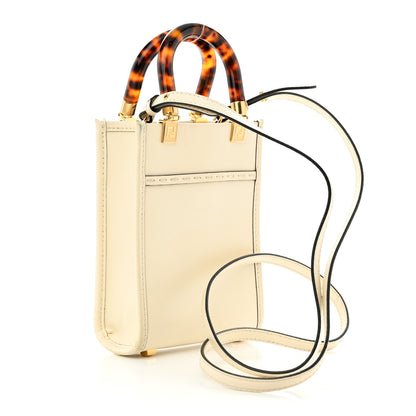 Fendi Vitello King Plexiglass Logo Embossed Mini Fendi Sunshine Shopper Tote White Ice 3 of 10