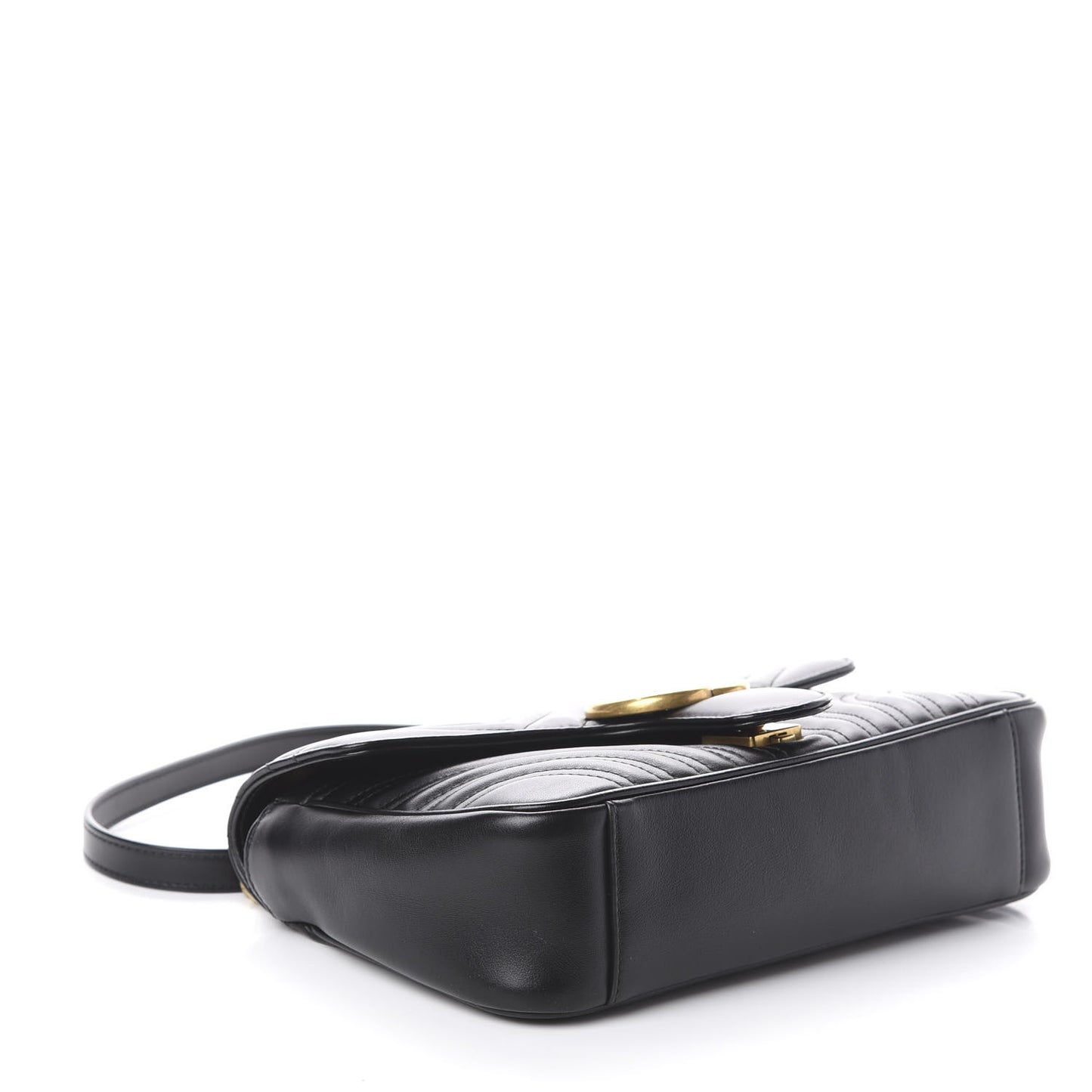 Calfskin Matelasse Small GG Marmont Shoulder Bag Black