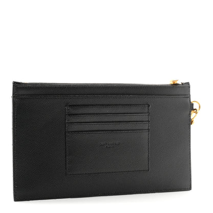 Saint Laurent Grain De Poudre Chevron Monogram Large Bill Pouch Black 3 of 8