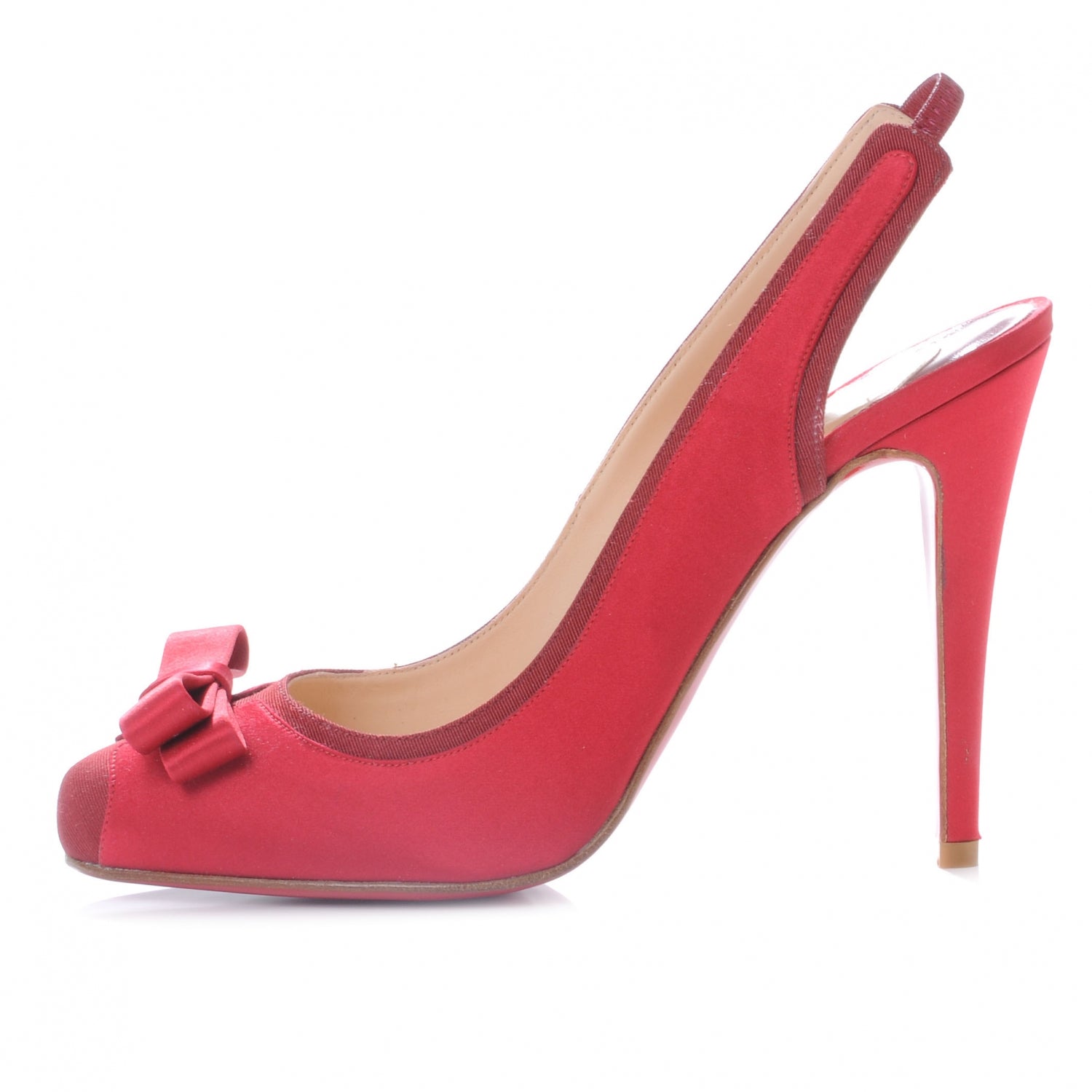 Christian Louboutin Crepe Satin Nooka 100 Pumps 40 Red 1 of 6