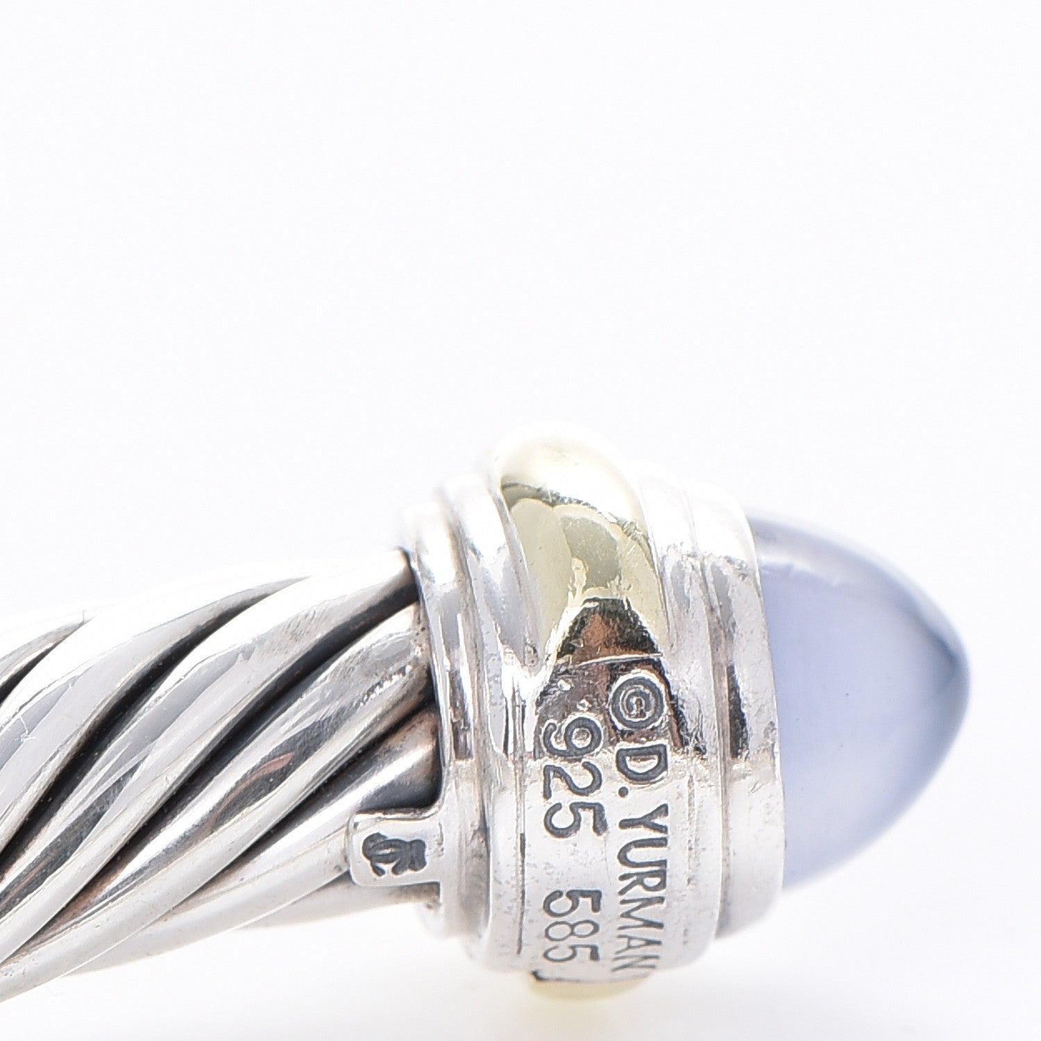 David Yurman Sterling Silver 14K Yellow Gold Chalcedony 7mm Cable Classics Bracelet 5 of 5