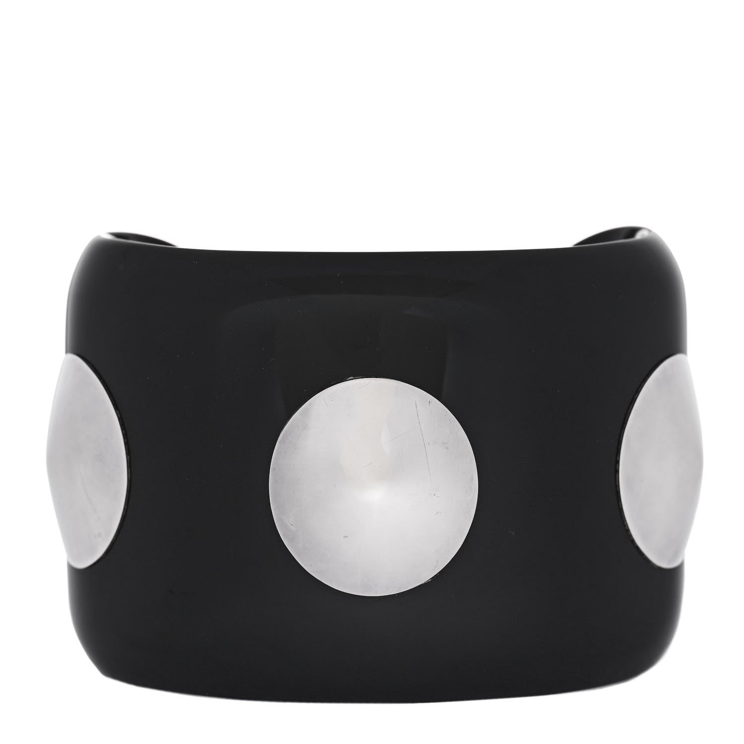 Hermes Horn Sterling Silver Cuff PM Black 1 of 5