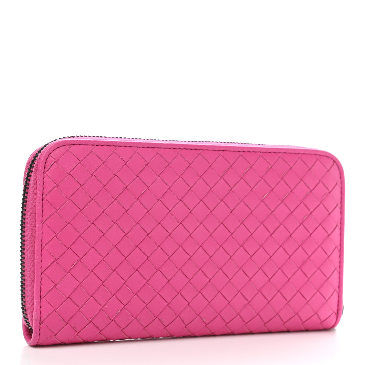 Nappa Intrecciato Zip Around Wallet Violet Fuxia