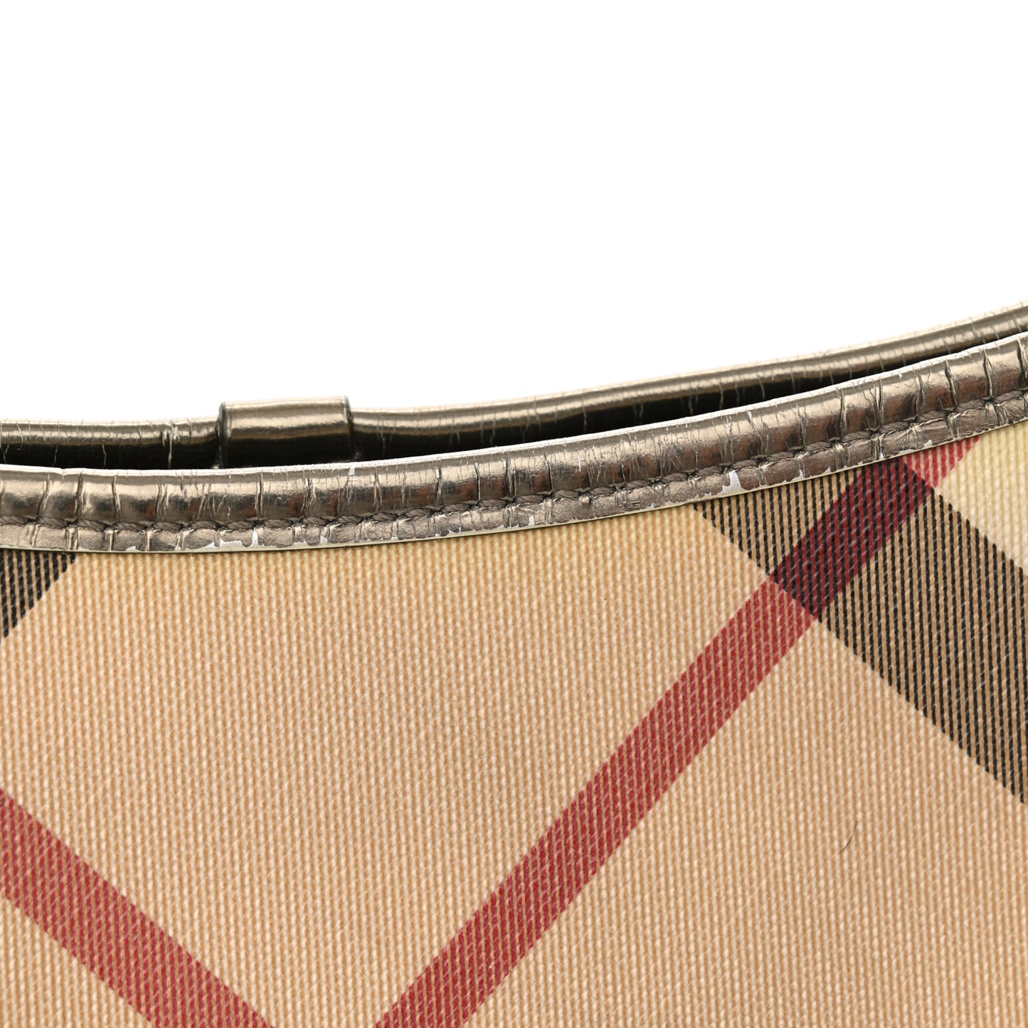 Metallic Nova Check Patent Hobo Pewter