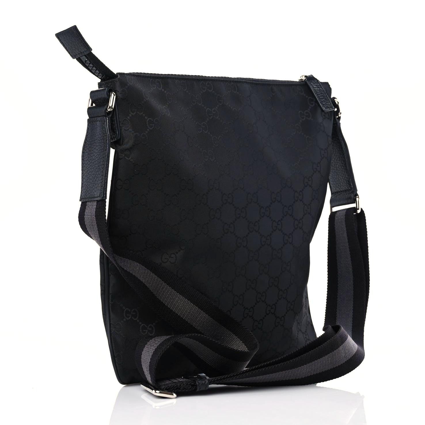 Gucci Nylon Monogram Medium Flat Messenger Bag Black 3 of 10