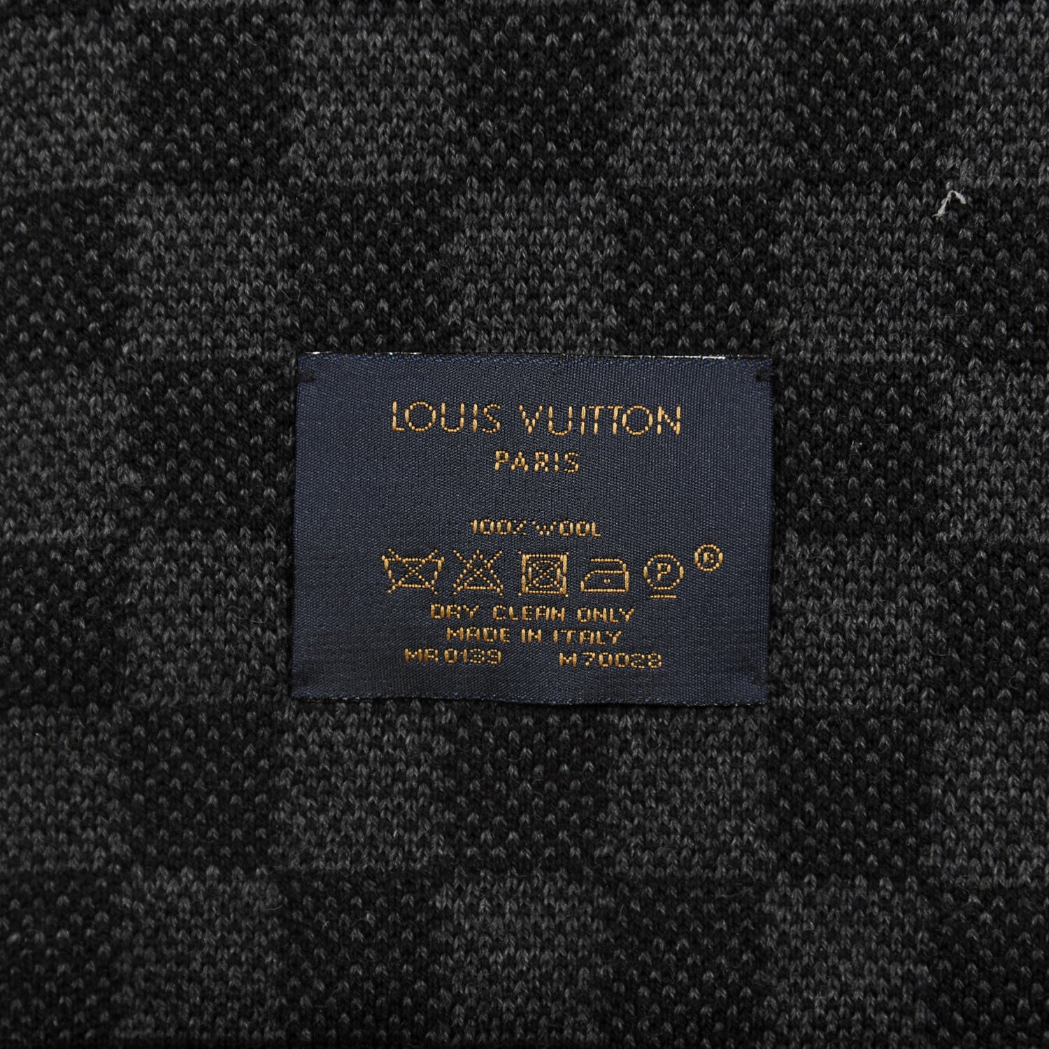 Louis Vuitton Wool Petit Damier Graphite Scarf Black 2 of 3