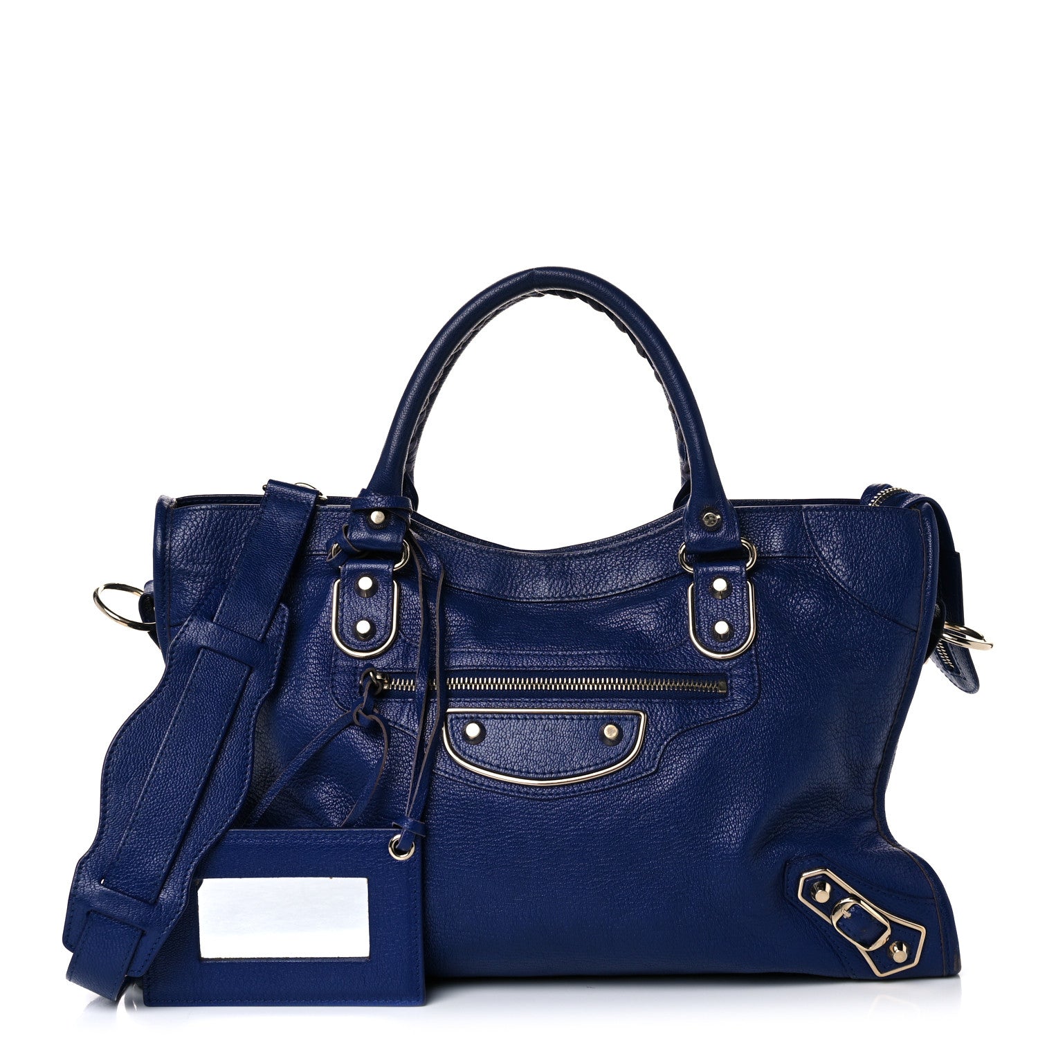Balenciaga Chevre Gold Metallic Edge Hardware City Bleu Roi 1 of 13