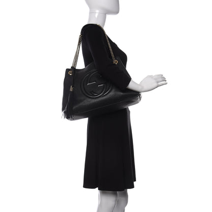 Gucci Pebbled Calfskin Medium Soho Chain Shoulder Bag Black 2 of 9