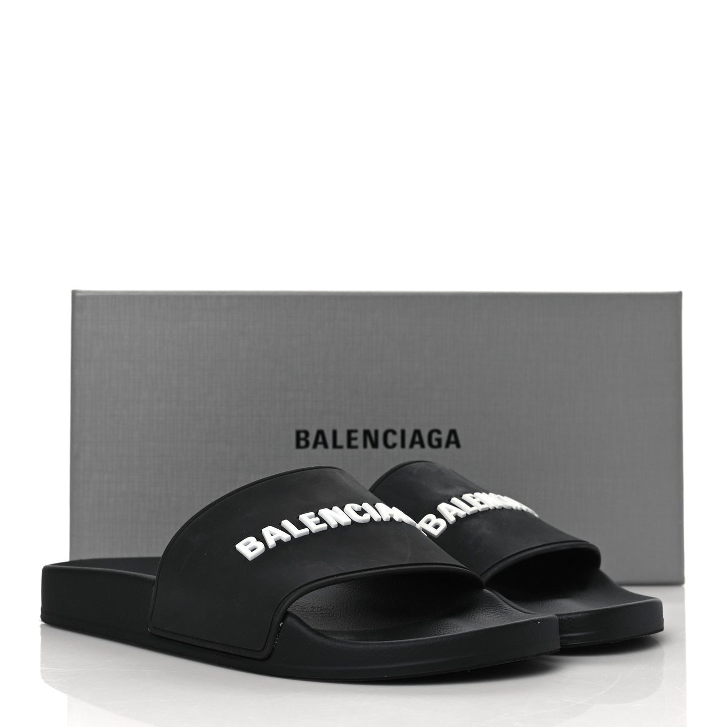 Rubber Womens Logo Pool Slide Sandals 41 Black White