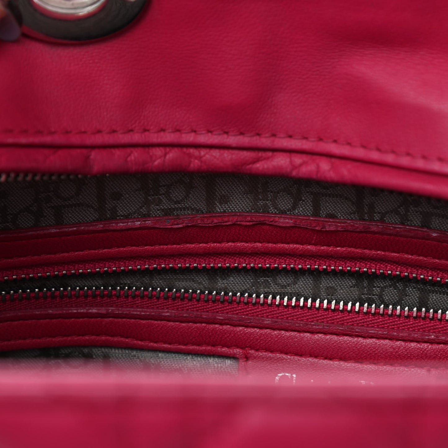 Lambskin Cannage Large Lady Dior Fuchsia