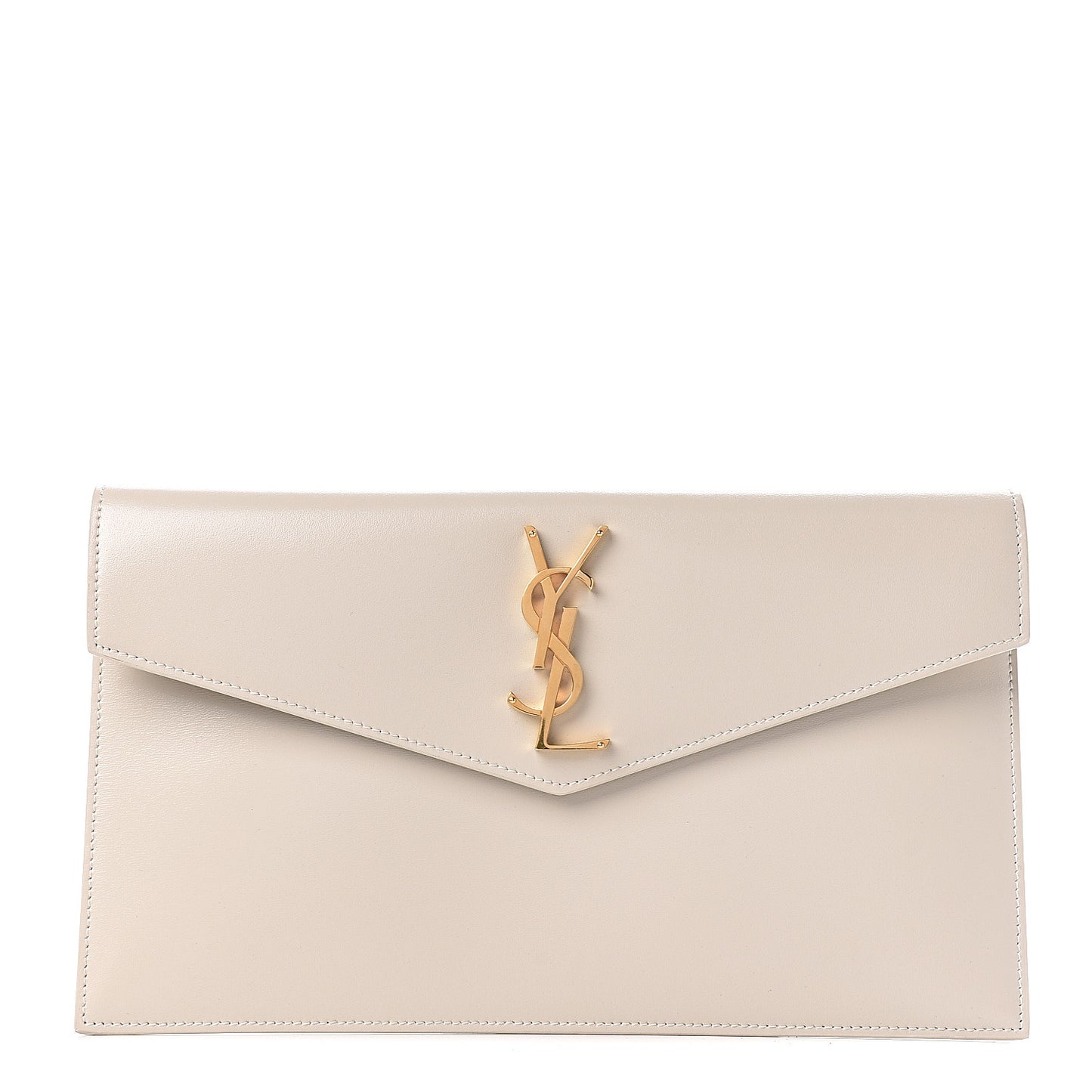 Smooth Shiny Calfskin Medium Uptown Pouch Crema Soft