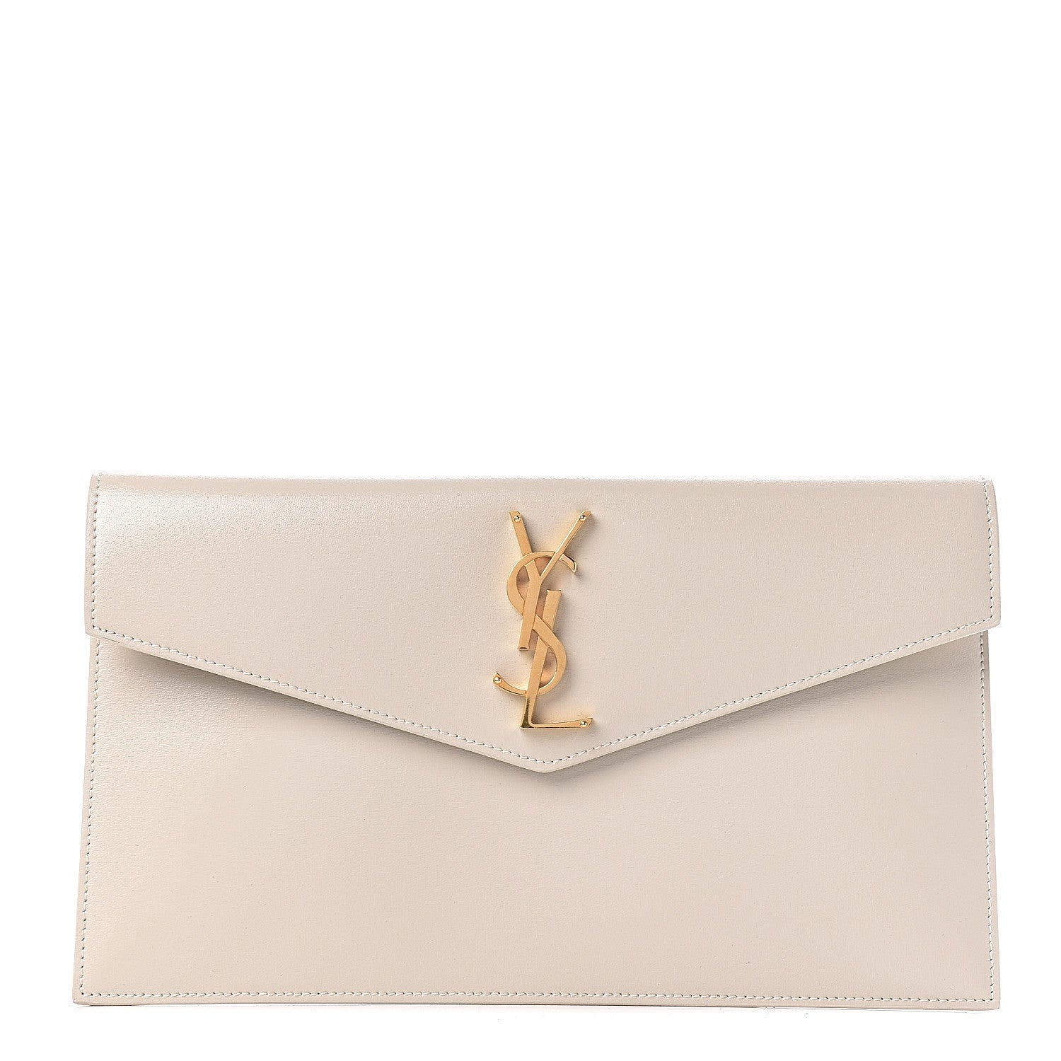 Saint Laurent Smooth Shiny Calfskin Medium Uptown Pouch Crema Soft 1 of 8