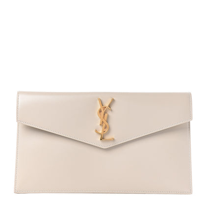 Saint Laurent Smooth Shiny Calfskin Medium Uptown Pouch Crema Soft 1 of 8