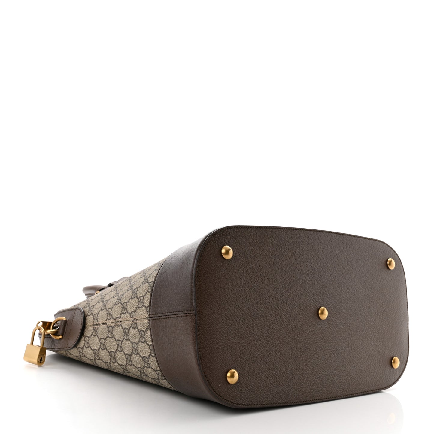 GG Supreme Monogram Textured Dollar Calfskin Web Small Ophidia Savoy Bowling Tote Beige Ebony New Acero