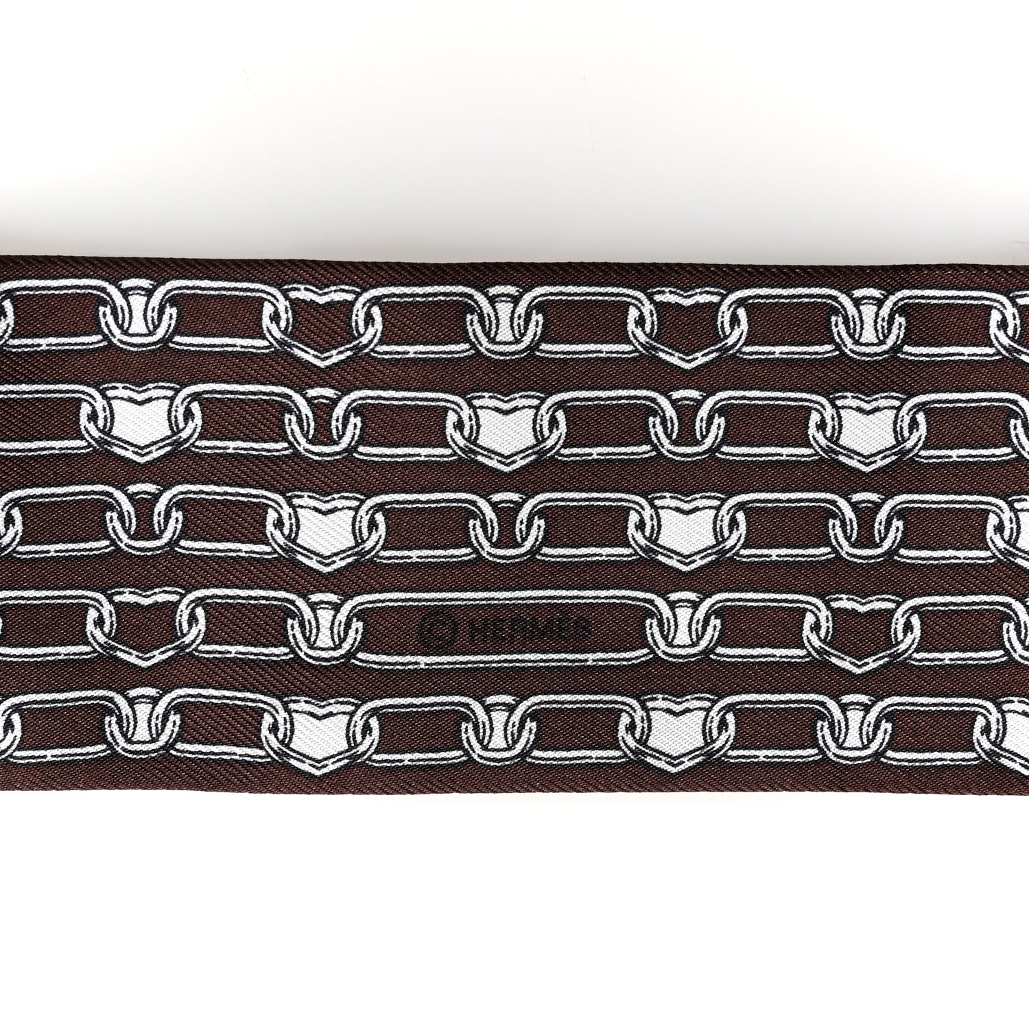 Hermes Silk Effet Kaleidoscope Twilly White Anthracite Marron 3 of 4